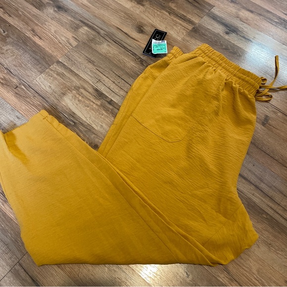 Plus Size 3x pants Draw String Bottoms Mustard - Picture 1 of 6